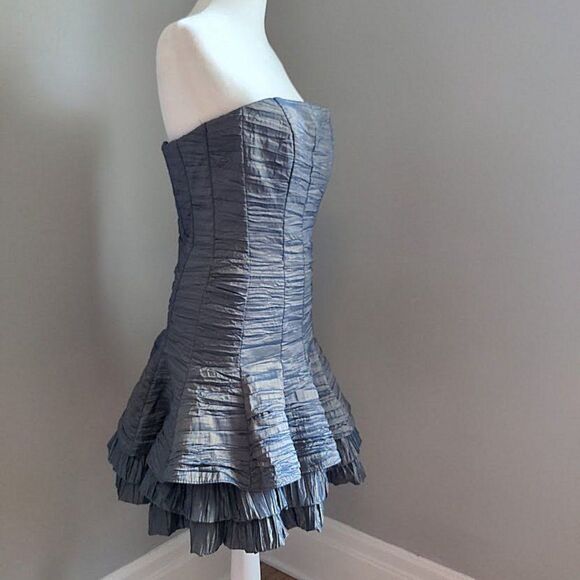 Vintage Y2K Jessica McClintock Cocktail Dress Metallic Strapless Puff Size 4 - Picture 3 of 11